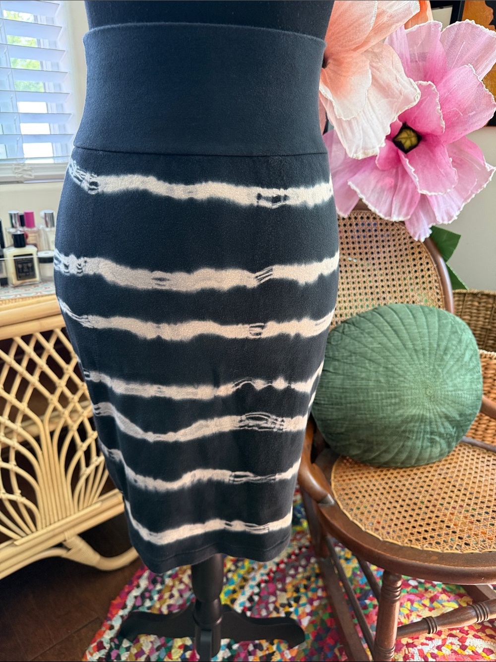 Vintage Y2K American Apparel Classic Girl Smoked Tie Dye Boho Bodycon Skirt